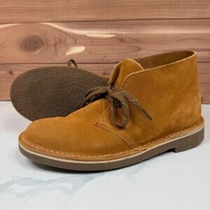 Clarks Mens Desert Boots Suede Leather Brown Orange Lace Up Ankle Men's Size 7.5